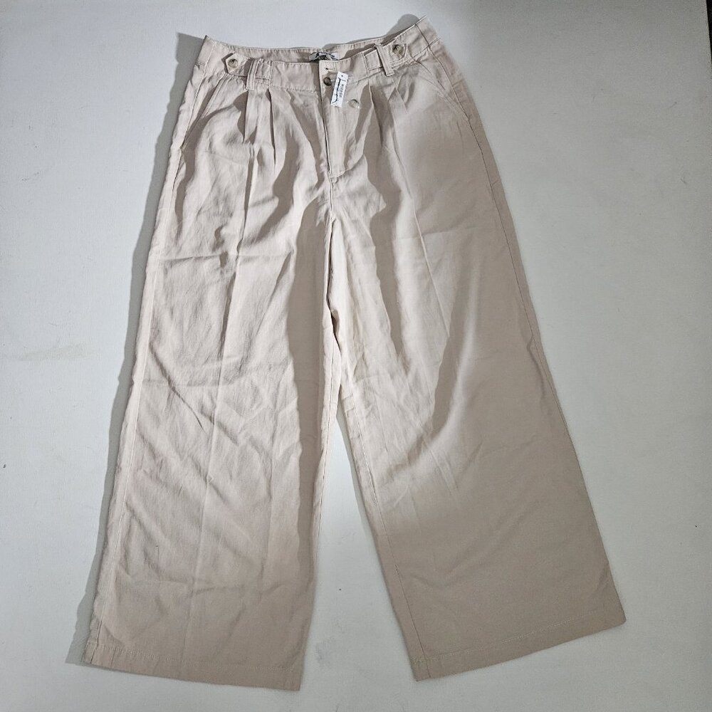 NH266 Madewell The Petite Harlow Wide Leg Pants Desert Dune Size 10p